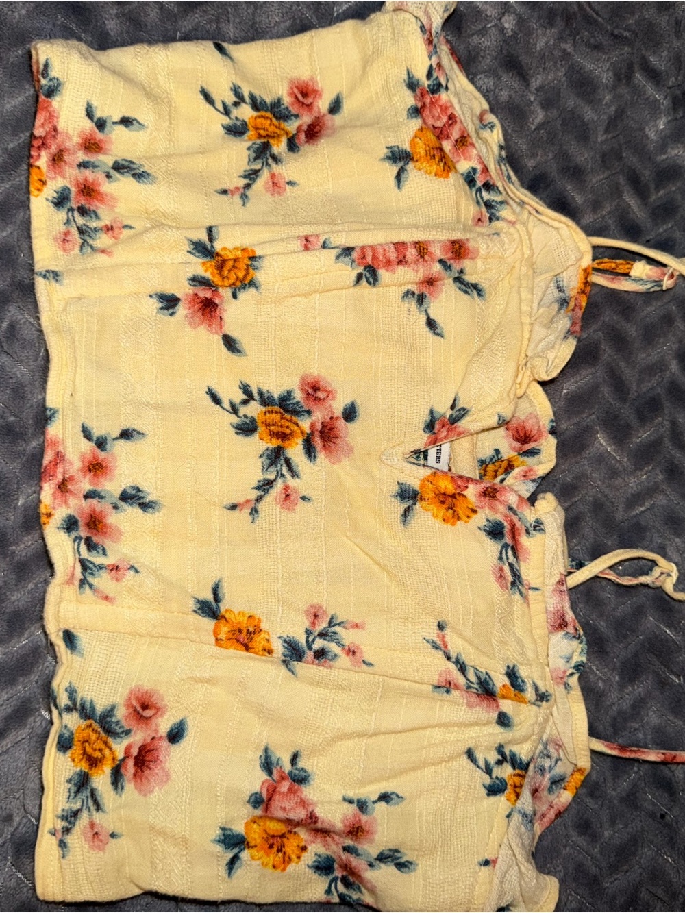 American Eagle Outfitters Yellow Floral Strapless Top